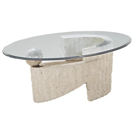 Contemporary Oval Glass Cocktail Table